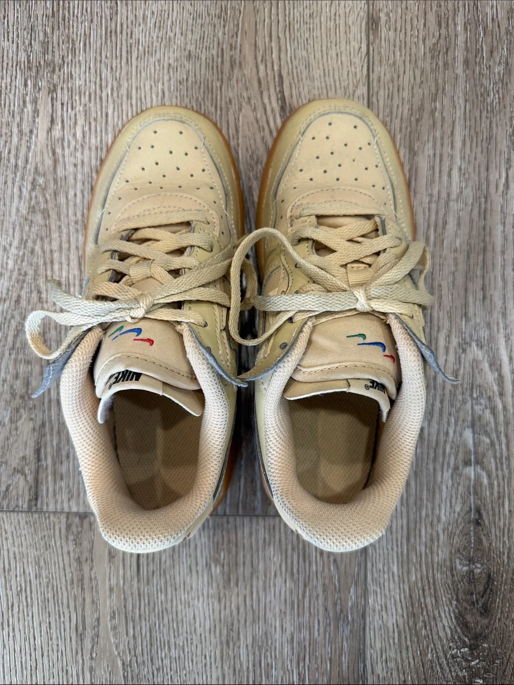 Kids Beige Lace-Up Sneakers with Gum Sole